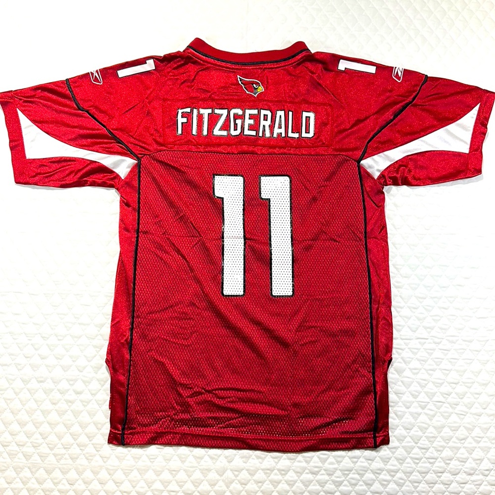 Youth Kids Large Football Jersey. Cardinals. Red & White. Fitzgerald
